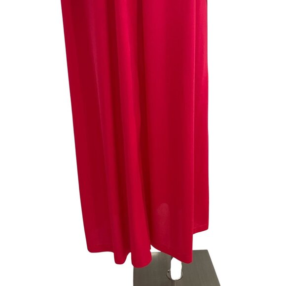 Vintage Red Embroidered Nightgown Floral Long Sleeve Maxi Lounge Elegant Glamour - Picture 3 of 8